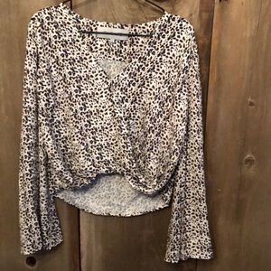 Blue Life Haley Cheetah Wrap Blouse Small Ivory